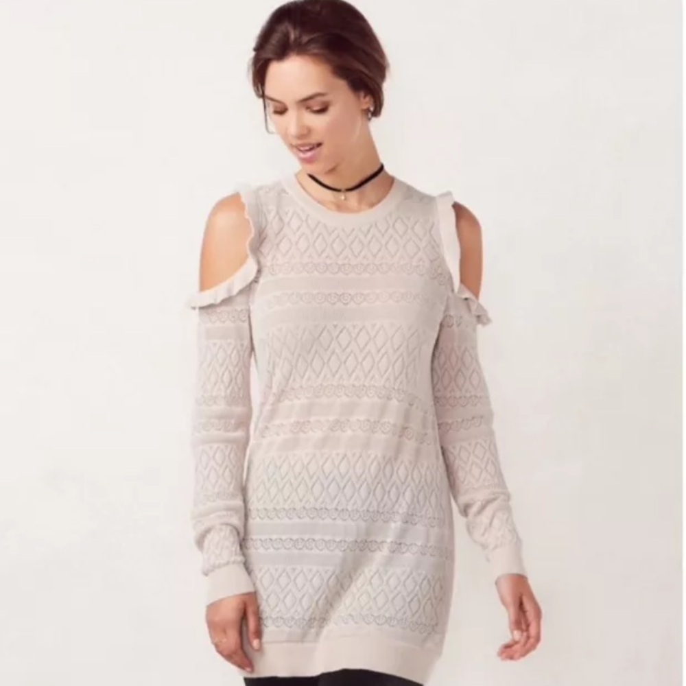 LC Lauren Conrad Cream Off-the-Shoulder Sweater Size XL